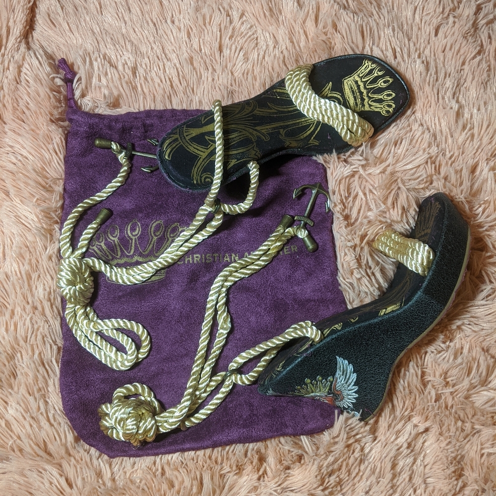 Christian Audigier sailor platform wedges NWOT